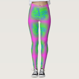 Wellenreitende Mermaids grün auf rosa Leggings