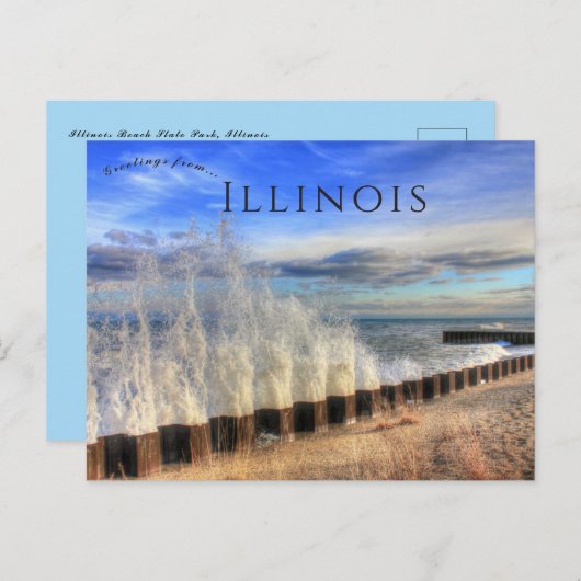 Wellenschlag im Illinois Beach Staat Park Postkarte (Vorne/Hinten)