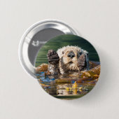 Wellenseeotter Button (Vorne & Hinten)
