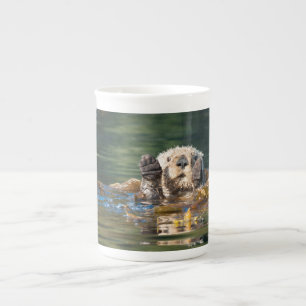 Wellenseeotter Porzellantasse