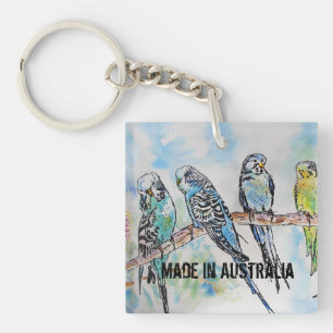 Wellensittich-Aquarell-Vogel Süß Hergestellt in Au Schlüsselanhänger