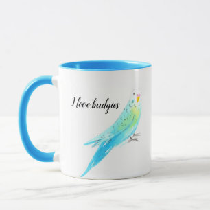 Wellensittich Blaue Aquarellmalerei Tasse
