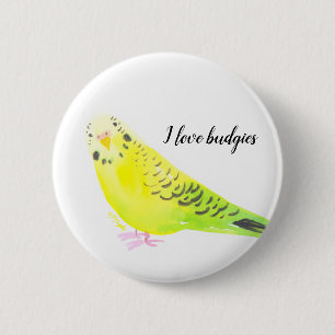 Wellensittich Gelb Grün Aquarell Button