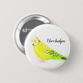 Wellensittich Gelb Grün Aquarell Button (Vorne & Hinten)