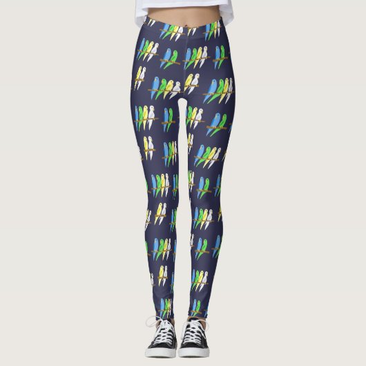 Wellensittich Muster Leggings (Vorderseite)