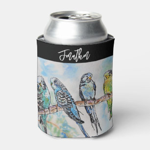 Wellensittich Sittich Vogel Aquarell Männer Vögel Dosenkühler