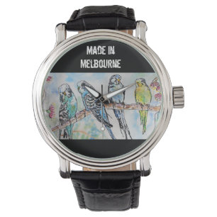 Wellensittich Sittich Vogel Hergestellt in Melbour Armbanduhr