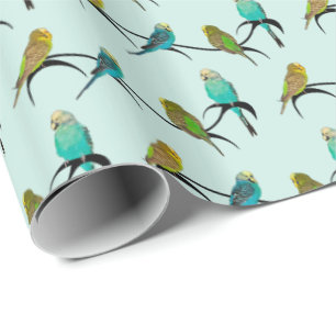 Wellensittich-Wahnsinn-Geschenkpapier (Hellcyan) Geschenkpapier
