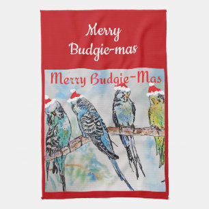 Wellensittich Weihnachten Fröhliche Wellensittich- Geschirrtuch