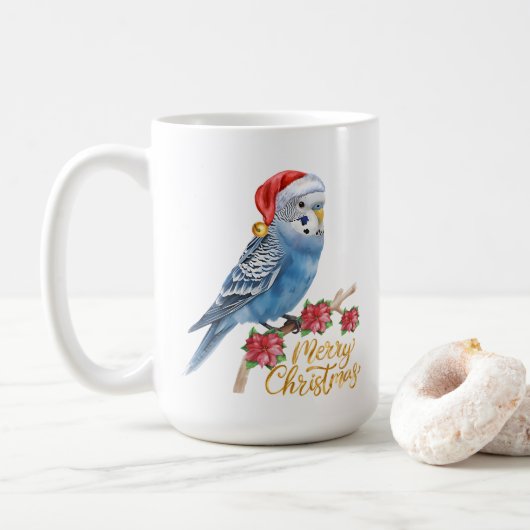 Wellensittich Weihnachten Kaffeetasse (Mit Donut)