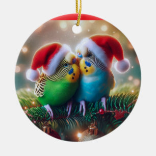 Wellensittich-Weihnachtsbaumschmuck Keramik Ornament