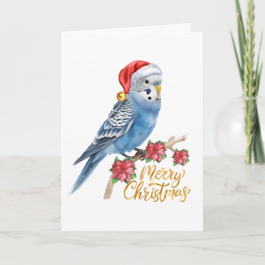 Wellensittich-Weihnachtskarte Feiertagskarte (Vorderseite)