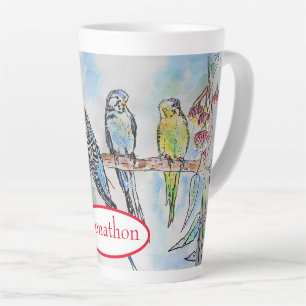 Wellensittich Wellensittiche Vogel Aquarellmalerei Milchtasse