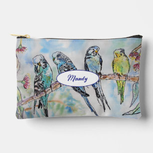 Wellensittich Wellensittiche Vogel Vögel Aquarellm Zubehörtasche