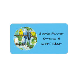 Wellensittiche - Aquarell-Design | Adressaufkleber