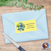 Wellensittiche - Aquarell-Design gelb | Adressaufkleber