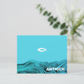 Wellenwasser Jesus-Fisch Postkarte (Stehend Vorderseite)