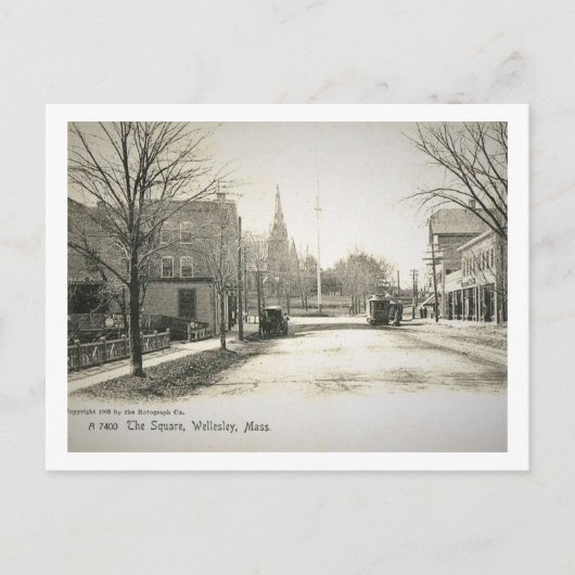 Wellesley, Massachusetts, Der Platz, Vintag Postkarte (Vorderseite)