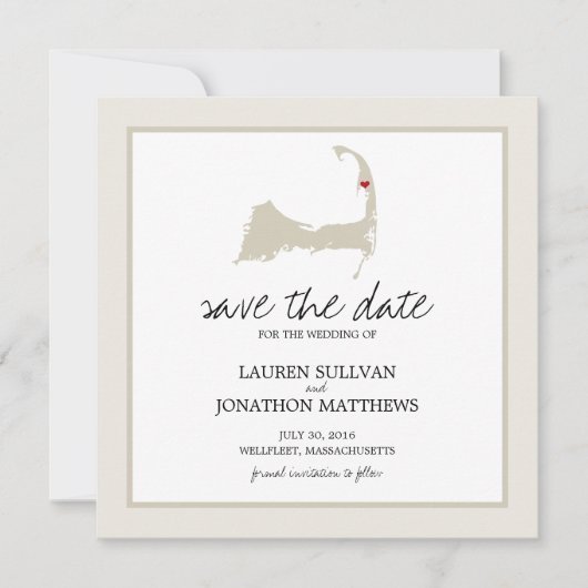 Wellfleet Cape Hochzeit Retten Sie das Datum Save The Date (Vorderseite)