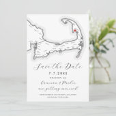 Wellfleet MA Cape Cod Karte Schwarz-Weiß Hochzeit (Stehend Vorderseite)