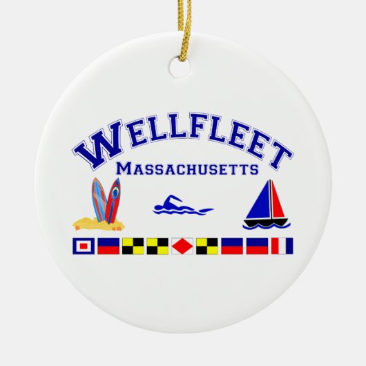 Wellfleet MA Signal-Flaggen Keramikornament (Vorne)