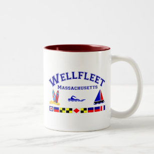 Wellfleet MA Signal-Flaggen Zweifarbige Tasse