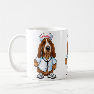 Wellhowl-Basset-Hund im Krankenpflegebereich Kaffeetasse