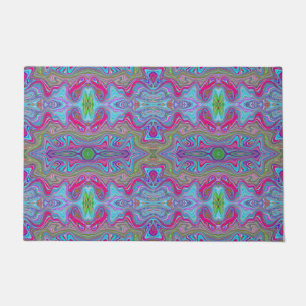 Wellig Himmelblau Mehrfarbiges Trippy-Muster Fußmatte