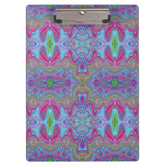 Wellig Himmelblau Mehrfarbiges Trippy-Muster Klemmbrett (Vorderseite)