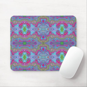 Wellig Himmelblau Mehrfarbiges Trippy-Muster Mousepad