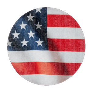 Wellig wehende amerikanische Flagge Glas Schneidbr Schneidebrett