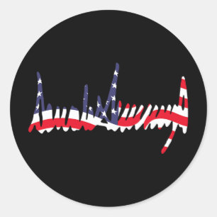 Wellige amerikanische Flagge 47. Präsident Untersc Runder Aufkleber
