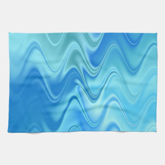 Wellige blaue Abstraktion Geschirrtuch (Horizontal)