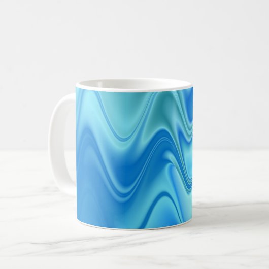 Wellige blaue Abstraktion Kaffeetasse (Vorderseite Links)