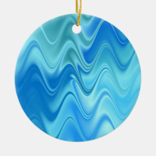 Wellige Blaue Abstraktion Keramik Ornament