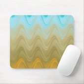 Wellige Blaue Grüne Orange Abstrakt Mousepad (Mit Mouse)