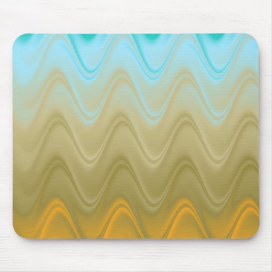 Wellige Blaue Grüne Orange Abstrakt Mousepad (Vorne)