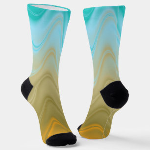 Wellige Blaue Grüne Orange Abstrakte Socken