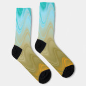 Wellige Blaue Grüne Orange Abstrakte Socken (Rechts)