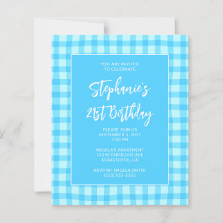 Wellige blaue Sommer-Gingham-Kühn 21. Geburtstag
