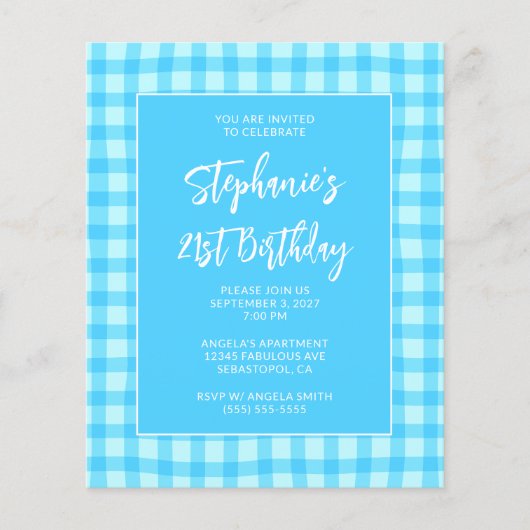 Wellige blaue Sommer-Gingham-Kühn 21. Geburtstag Flyer (Vorne)