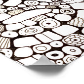 Wellige Bogene Kreise Quadrat Abstrakte Liniengraf Poster (Ecke)