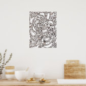 Wellige Bogene Kreise Quadrat Abstrakte Liniengraf Poster (Küche)