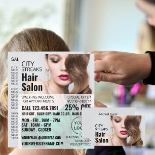 Wellige braune Haare, Friseur, Friseursalon-Werbun Flyer