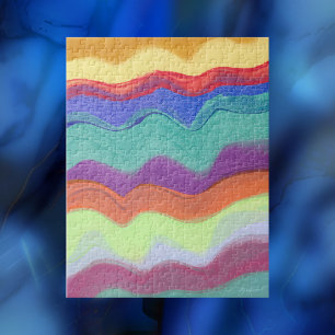 Wellige horizontale Streifen, abstrakte Malerei Puzzle