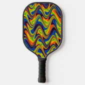 Wellige mehrfarbige Abstraktion Pickleball Schläger (Rückseite)