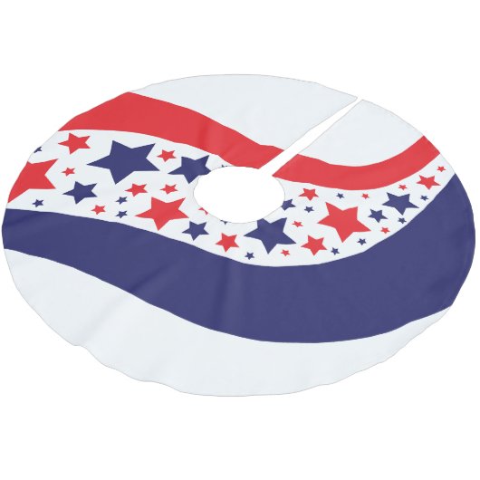 Wellige patriotische Abstraktion Polyester Weihnachtsbaumdecke (Schrägansicht)