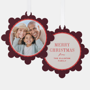 Wellige Rahmung dunkelroter lustiger Weihnachtsfot Ornament Karte