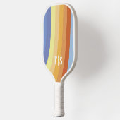Wellige Retro-Streifen-Monogramm Pickleball Schläger (Links)