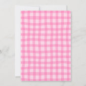 Wellige rosa Sommer-Gingham-Kühn 1. Geburtstag Einladung (Rückseite)